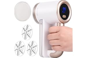 iRUNTEK Rechargeable Fabric Shaver, Electric Commercial Lint Remover with LED Display & Big Trash Box, 3-Speeds for Removing Fuzz and Pill from Clothes, Furniture, Sweater, Couch and Blanket, White