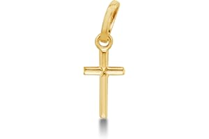 SONIA JEWELS Solid 14K Yellow OR White Gold Traditional Classic Small Tiny Cross Pendant Charm (Height = 1/2", Width = 1/4")
