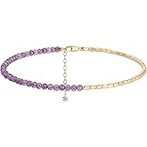 MYEARS Women Beaded Bracelet Gold Gemstone 14K Simple Dainty Handmade Chain Everyday Boho Beach Jewelry