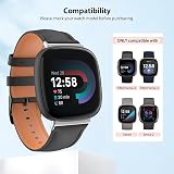TiMOVO Black Leather Strap for Fitbit Versa 4 3 Sense 2 1 Wristband Classic view 2