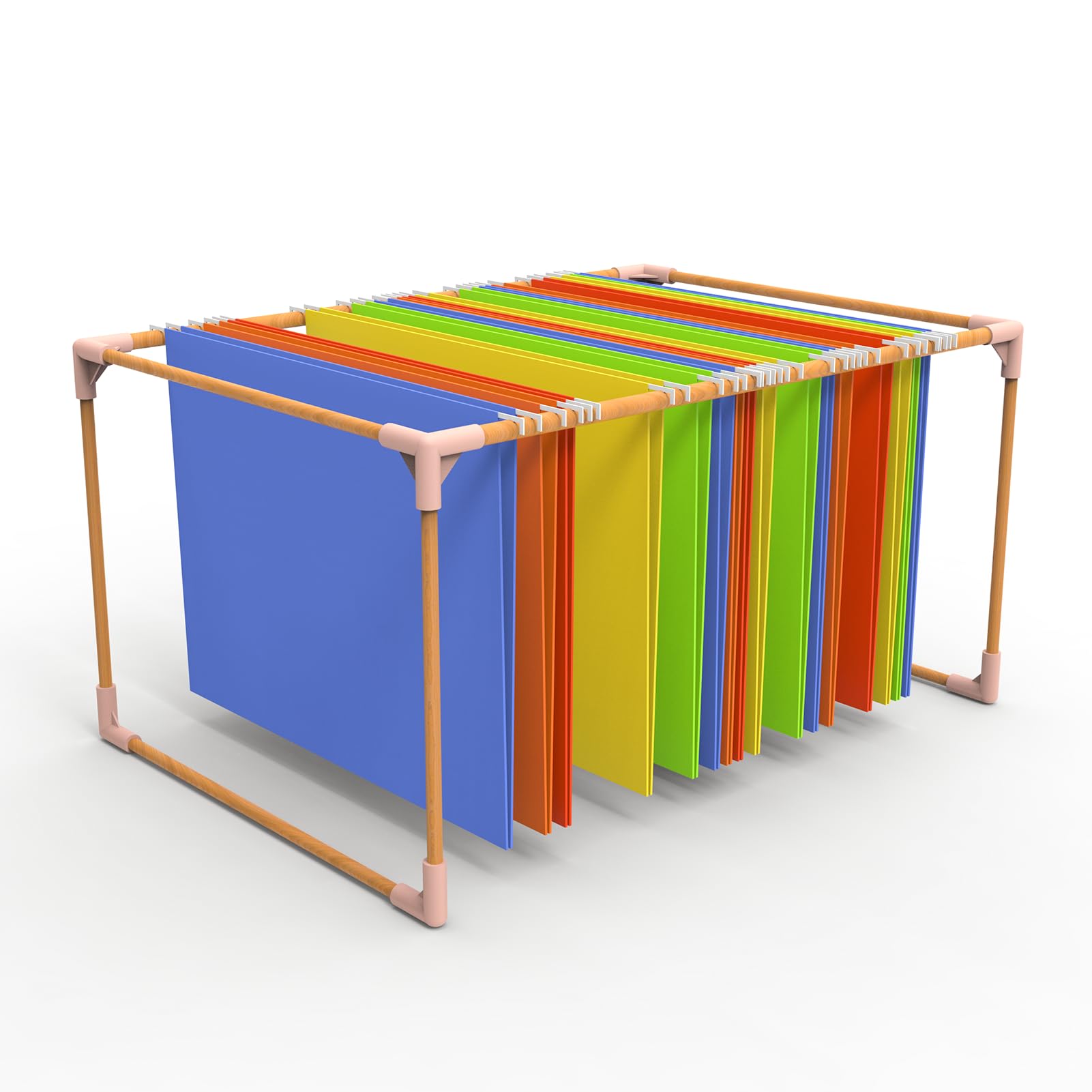 Photo 1 of MATUTINAL Hanging File Folder Frame, Wooden DIY File Cabinet Rails for Hanging Files, Letter Size, 18” Long x 12.6” Wide x 9.13" Height (Dark Khaki)
