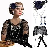 1920s Flapper Gatsby Accessories Set Fashion Roaring 20's Theme Set with Headband Headpiece for Women