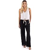 Rip Curl Womens Cotton Crepe Poplin Beach Pants – Smocked Waist, Front & Back Pockets & Longer Length for a Relaxed Fit
