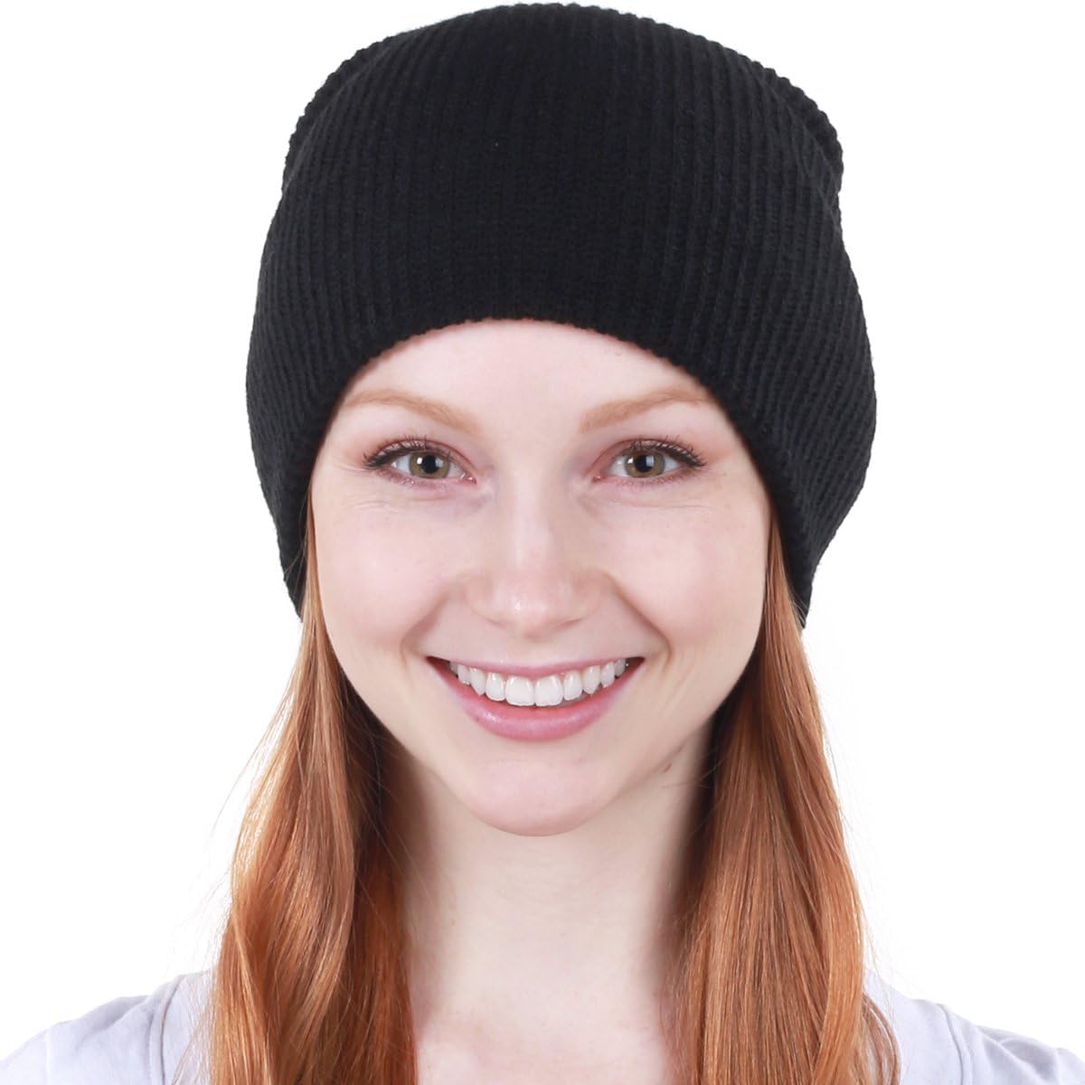 KBW-12 BLK Solid Slouchy Beanie Skull Cap Hat: Clothing