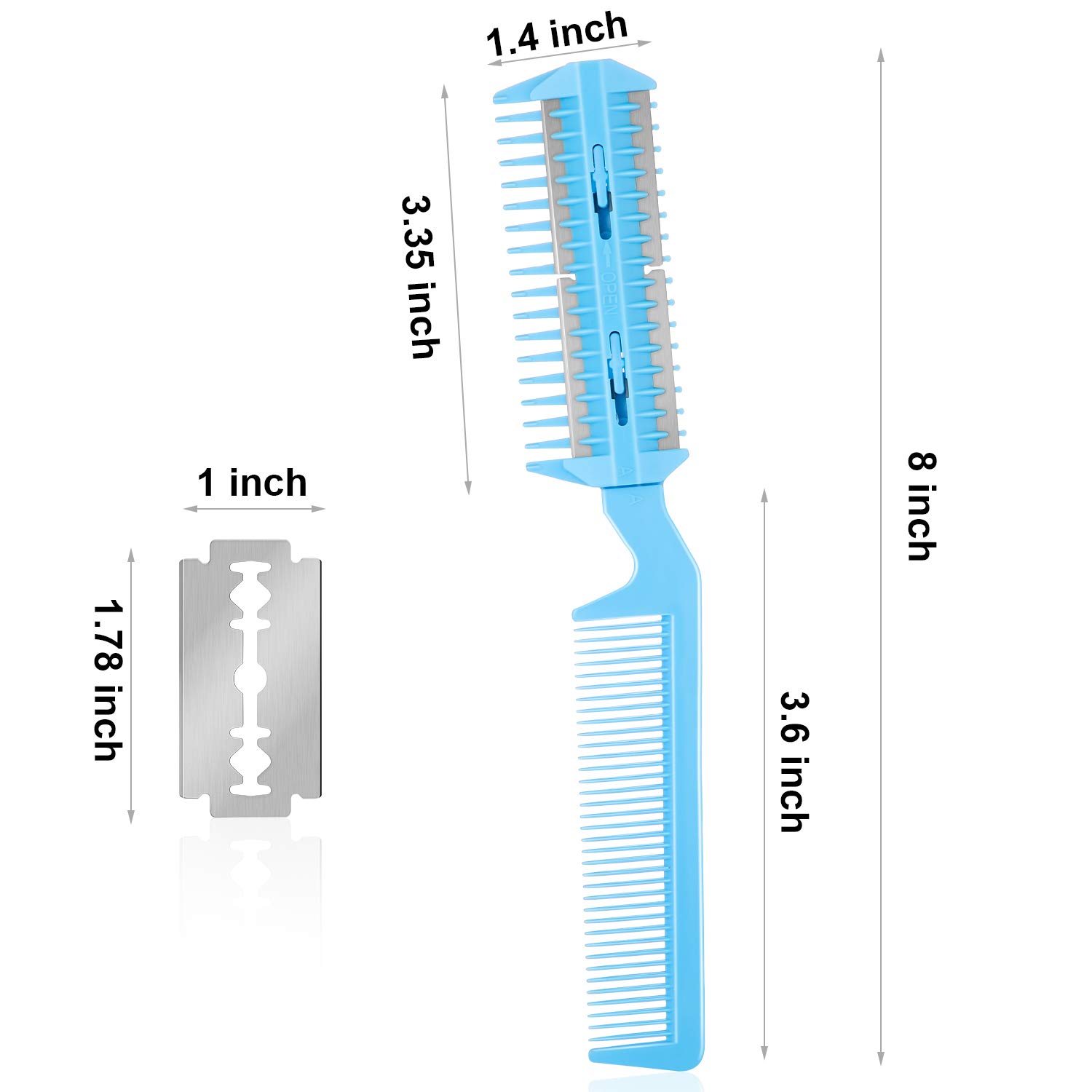 3 Pieces Razor Comb with 10 Pieces Razors, Hair Cutter Comb Cutting Scissors, Double Edge Razor, Hair Thinning Comb Slim Haircuts Cutting Tool (White, Pink, Blue, Double Sided) : Beauty