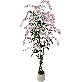 VIGGDA Artificial Tree Faux Jasmine Tree 7ft Tall Fake Jasmine Plant in Pot Fake Silk Tree Faux Plants Indoor