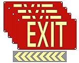 (4 Pack) Photoluminescent Exit Sign Aluminum