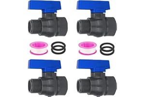 ENOCH'S LAND 3/4" GHT Heavy Duty Plastic Garden Hose Shut Off Ball Valve Standard Water Shut-Off Ball Valve Thread Connector Coupling for Telescopic Water Pipe Water Gun Valve Control（4Packs）
