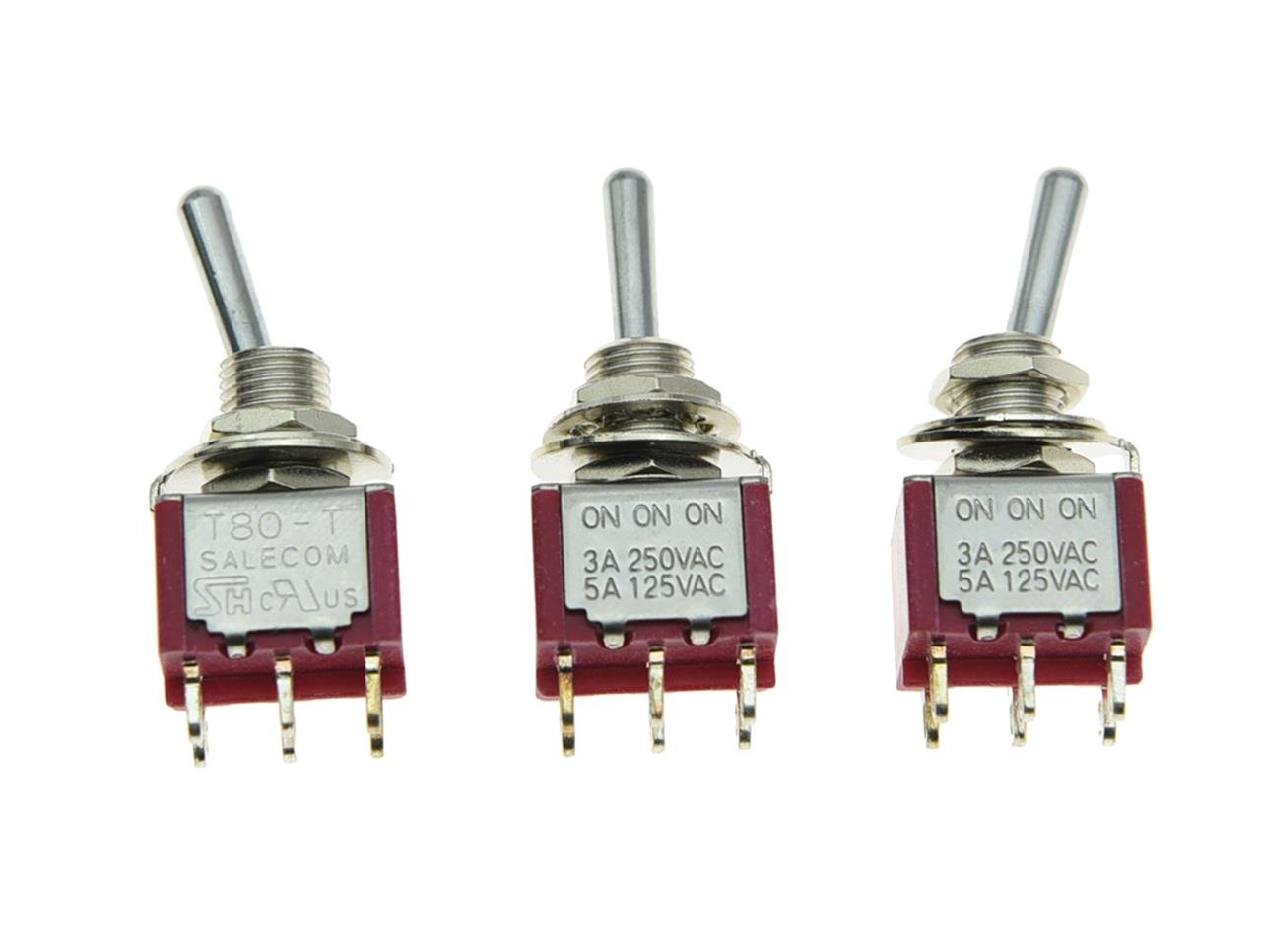 SALECOM 3pcs DPDT 6 Pin 3 Way ON/ON/ON Guitar/AMP Mini Toggle Switch Car/Boat Mini Switches