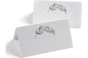 120Pcs 3.5x2 Blank Place Cards with Greenery, Name Food Table Setting Crad, Foldable Paper Card for Dinner, Party, Wedding, B
