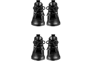 DECHOUS 2 Pairs Doll Boots for 18-inch Dolls Black PU Mini Shoes for Girls Decorative Mini Scene Props