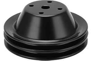 Aramox Engine Water Pump Pulley, Metal Crankshaft Pulley Double Groove Long Water Pump Pulley Replacement for Small Block SBC