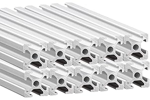 QNK 10pcs 1500mm T Slot 2020 Aluminum Extrusion European Standard Anodized Linear Rail for 3D Printer Parts and CNC DIY Silver (59")