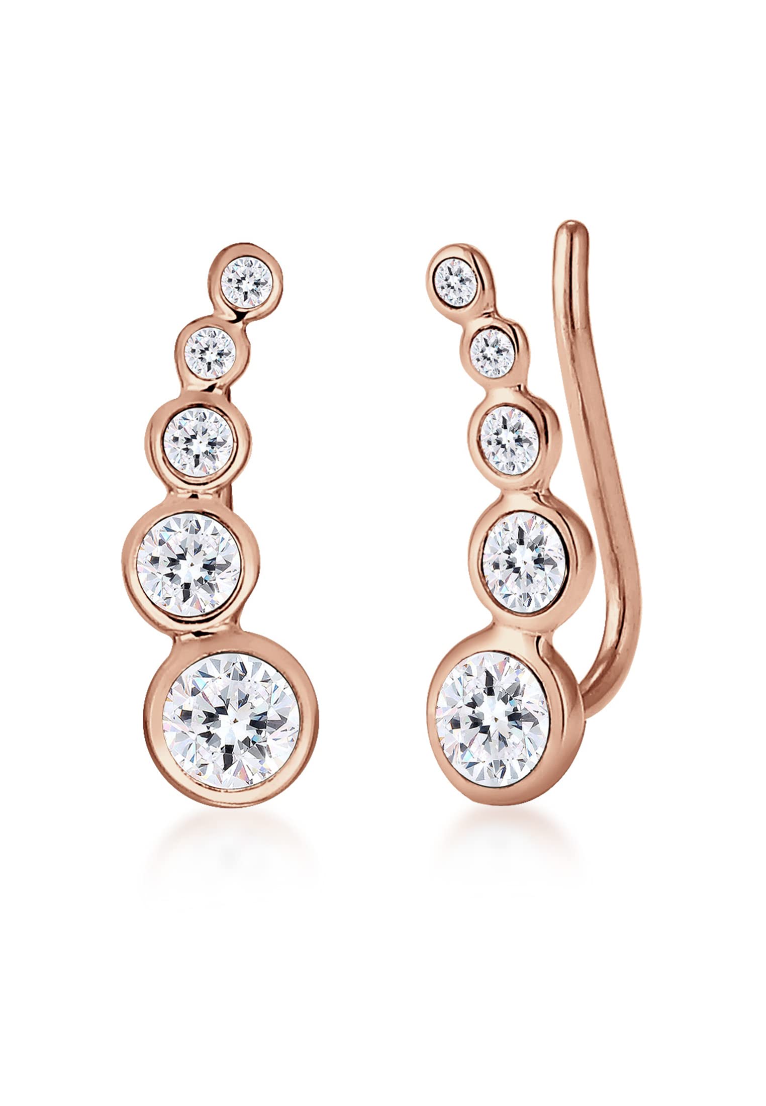 Elli Earrings Earcuff Circle Geo Crystals 925 Sterling Silver Rose Gold Plated — image 1