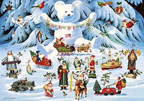 Jingle Bell Teddy and Friends by The Charles Wysocki - 300 Large Piece Jigsaw Puzzle from the Buffalo Holiday Collection by Buffalo Games