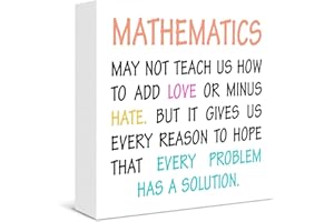 FTRBXT Math Sign Decor Mathematics Wood Block Sign for School Classroom Office Shelf Wall Decor, Gifts for Math Teacher Lovers Student