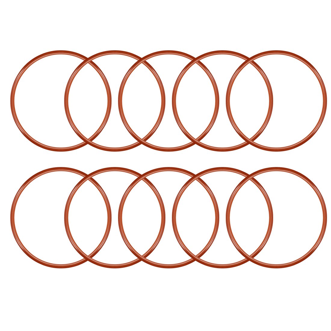 sourcingmap Silicone O-Ring, 45mm OD, 41.2mm ID, 1.9mm Width, VMQ Seal Rings Gasket, Red, Pack of 10