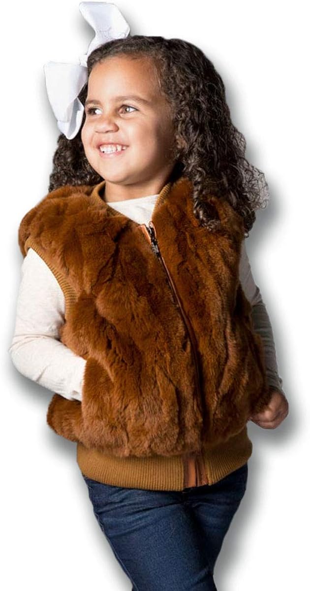 Amazon Com Children S Brown Rabbit Fur Vest Clothing