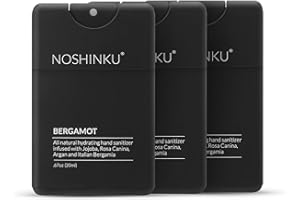 Noshinku Bergamot Refillable Pocket Hand Sanitizer 3-Pack | Organic Sanitizing Mist with Moisturizing Botanical Oils | Kills 99.9% of Germs | FDA Registered Sugarcane Derived Alcohol | Travel Size