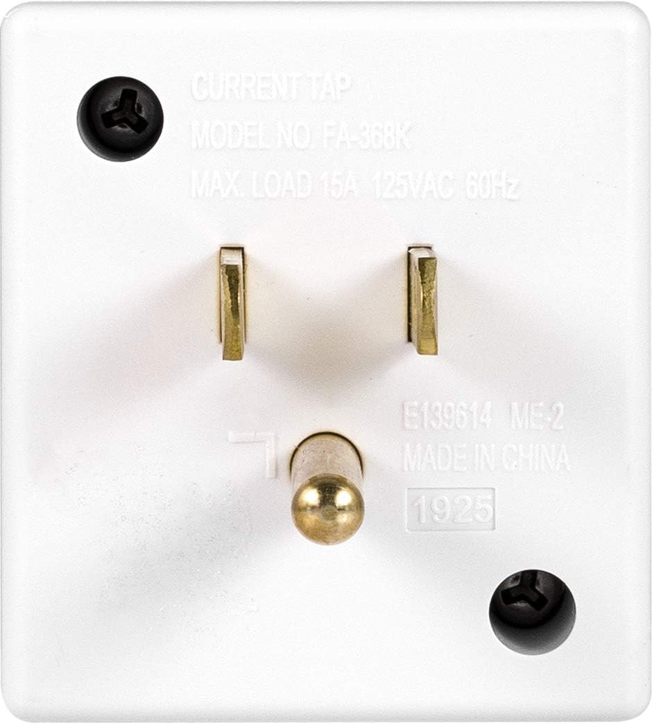 GE Wall Tap, 1, Extra-Wide Adapter Spaced, Easy Access Design, 3 Prong Outlet, Perfect for Travel, UL Listed, White, 58368 - Electrical Multi Outlets - 