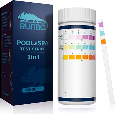 RUNBO 3 in 1 Hot Tub Test Strips for Chlorine, Bromine, pH – 150 Counts