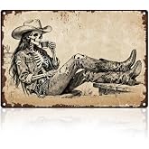 DOODLREAM Halloween Skeleton Coffee Gothic Tin Sign Wall Decor 12