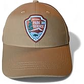 National Park Service Hat Official Baseball Cap, Khaki, Cotton Twill, Adjustable, Embroidered Shield Patch, Outdoor Recreation