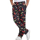 Nanxson Men's Baggy Chef Pants, Printed Work Pants with Elastic Waist Restaurant Kitchen Uniforms