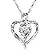 ZBA Natural Diamond Heart Necklace for Women, 18k Gold Plated Sterling Sliver Fine Jewelry Gifts 20'' (F-G, I1-I2)