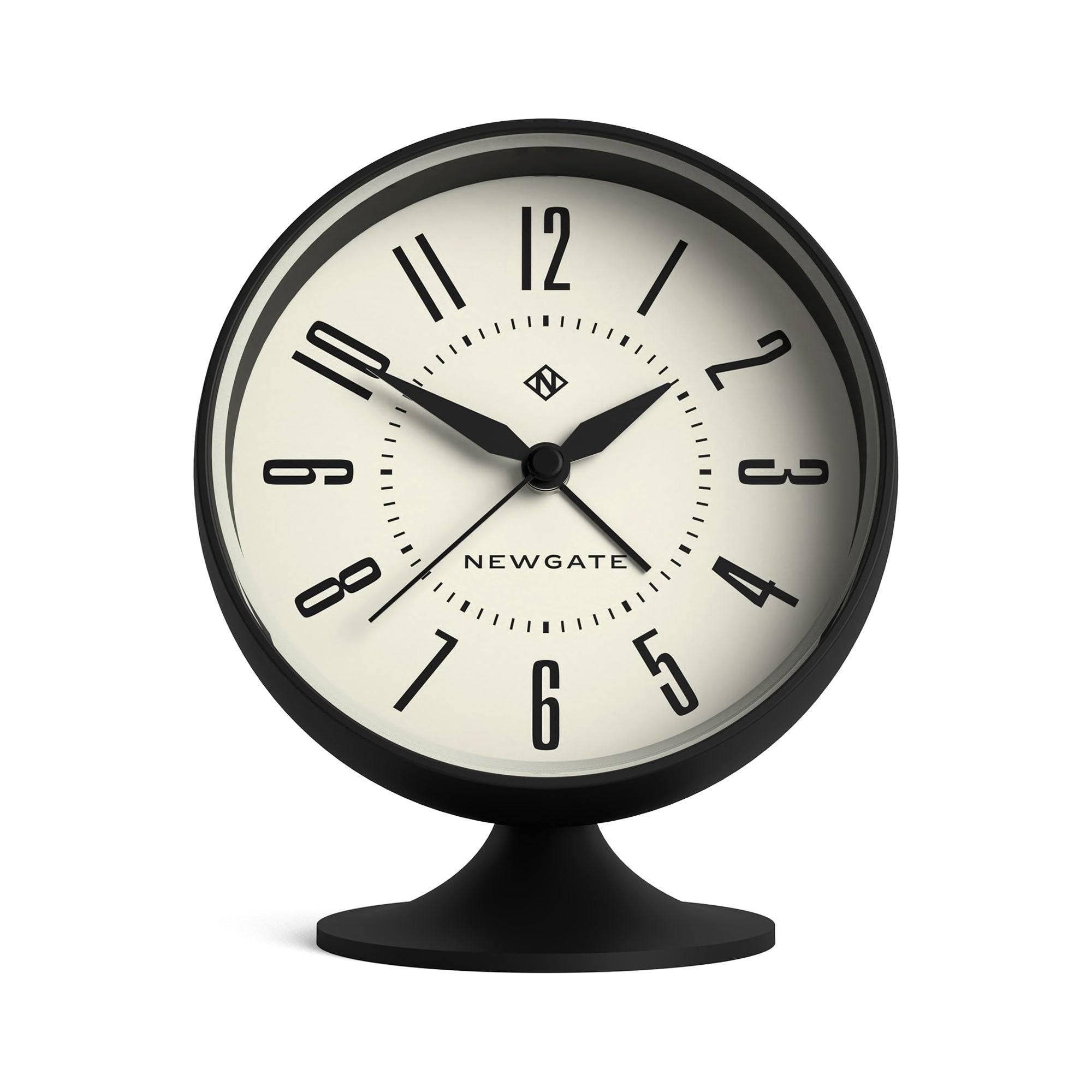 NEWGATE® Spheric alarm clock | Iconic dome retro design | Black soft rubberised finish | Ideal for bedside, desk or shelf | Mid-century bedroom & office accessory