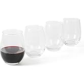 Martha Stewart Farrow 18 OZ Large Stemless 4 Pack Multipurpose Wine Glasses Set for Red or White Wine