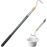 Sadoia Extendable Pool Skimmer Hook Pole Up to 63 Inch for Pool Cleaning | Stainless Steel Lifting Hook, Non-Slip Grip, Adjustable Length, Easy Install, Pool Debris &amp; Filter Cleaning Accessory