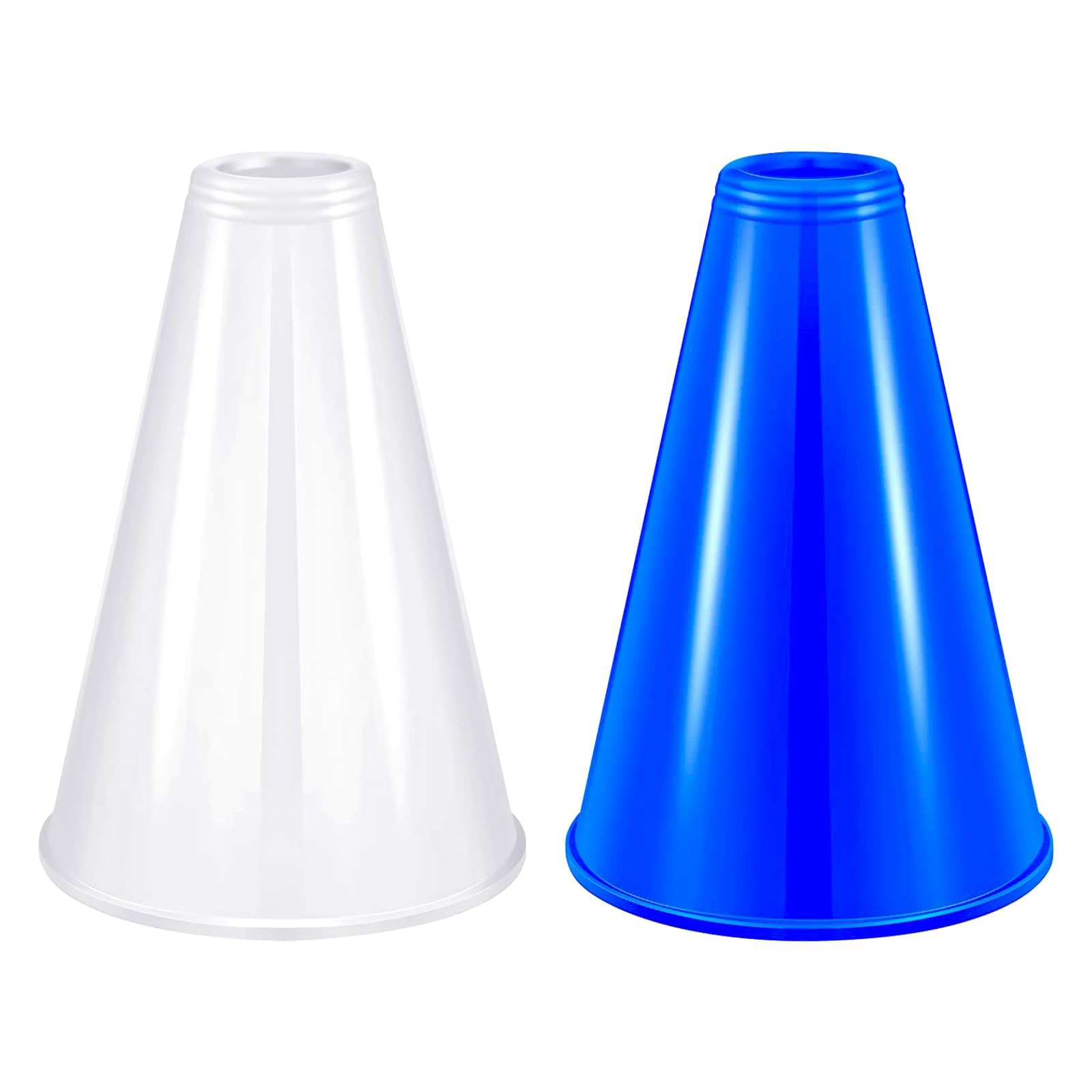 Photo 1 of 2 Pcs Plastic Cheer Megaphone for DIY Party Accessory for School Outdoor Activities Party Favors Sports Match Game (White,Blue)
