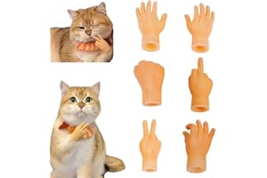 LOWYIG Mini Hands for Cats, Tiny Hands for Cats, Finger Puppets, Hands for Cats, Interactive Cat Toy, Cat Mini Hands, Funny Cat Finger, Tiny Hands for Cats,Flat Hand Style Mini Hand Finger Puppets.（6Pcs）