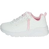 Skechers Kids Girls Uno Lite - Easy Zip Sneaker, White, 1 Little Kid