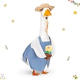 FuWeave Spring Porch Goose Outfit for 17" Blue Overalls Lawn Goose Costume Clothes for Outdoor Patio Yard Lawn Art Decoration