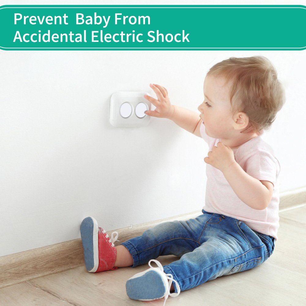 Esonstyle 40 Pack Outlet Plug Covers Clear Child Proof Electrical Protector Safety Caps ABS Environmentally Friendly Resin Material (White)