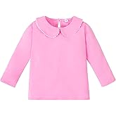 LYSMuch 18M-6T Toddler Baby Girl Long Sleeve Collar Shirt Peter Pan Blouse Lace Undershirt Top Solid Color Clothes