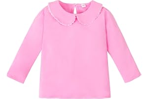 LYSMuch 18M-6T Toddler Baby Girl Long Sleeve Collar Shirt Peter Pan Blouse Lace Undershirt Top Solid Color Clothes
