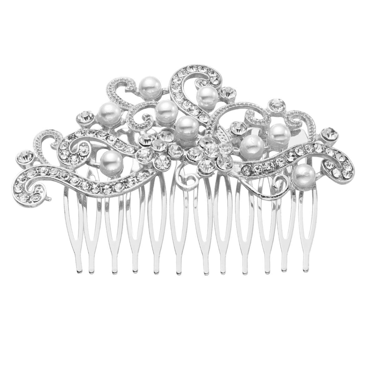 Lurrose Womens Hair Accessories Wedding Hair Side Comb Vintage Bridal Hair Comb Hair Pieces Hair Accessory for Women (Silver) Bridal Veil