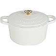 Crock Pot Artisan 5-Quart Round Dutch Oven - Matte Linen White w/Gold Knob
