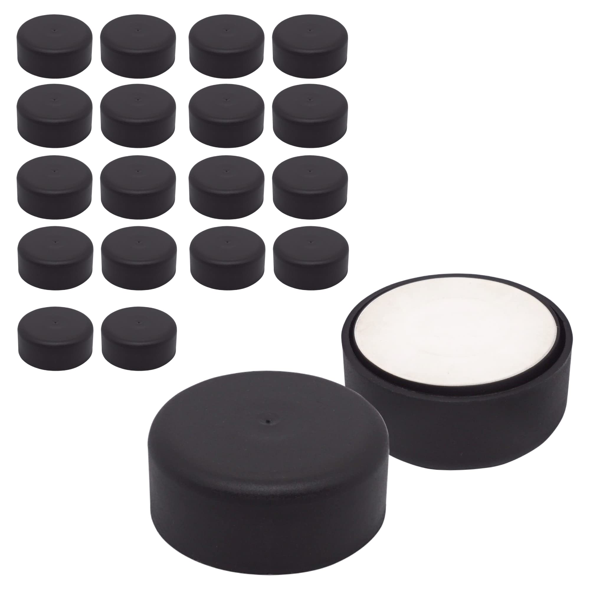 Diforma (Pack of 20 pcs) Height Adjustable Furniture Legs, Round Ø 55 mm, Material Plastic, Installation Via Sticker (20, Matte Black)