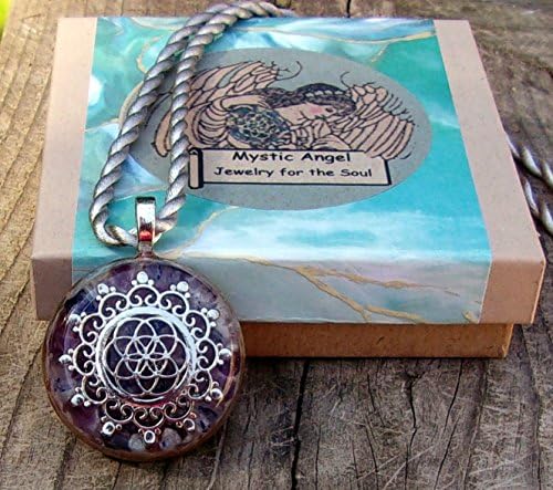 Sacred Geometry Pendant with Genuine Blue Sapphires, Amethyst &amp; Aquamarine