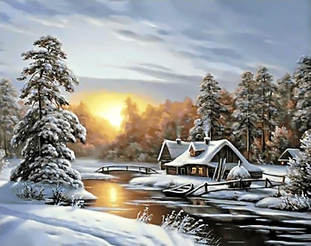 Diamond Painting kit for Creativity & Leisure, for Advanced Diamond Art Lovers Winter Sunrise WD105 