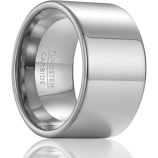 Fashion Month 18mm Wide Stainless Steel Ring - High Polished Silver Band For Men & Women, Comfort Fit Wedding Or Engagement Ring