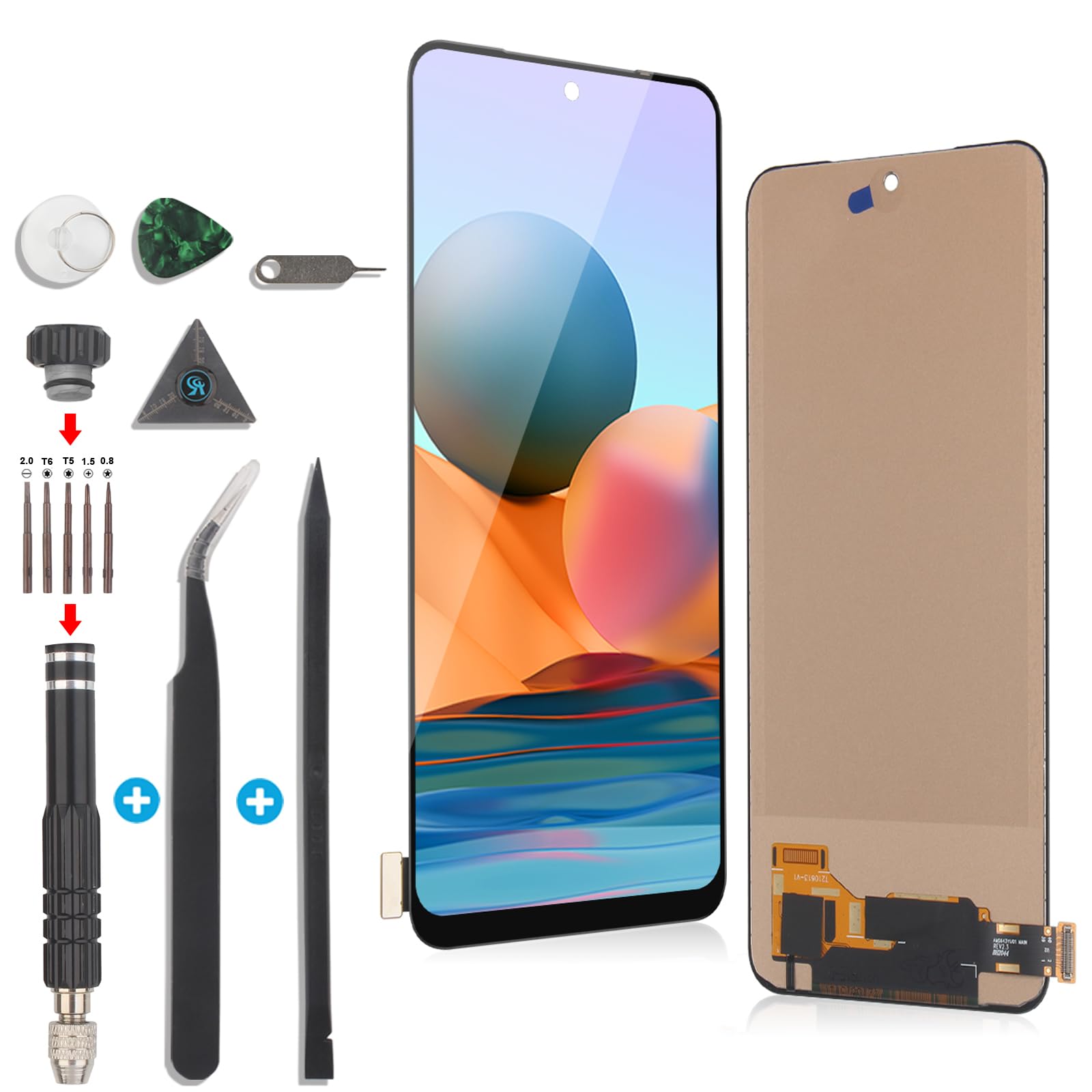 RongZy Display Compatible with Xiaomi Redmi Note 10 4G / Redmi Note 10s / M2101K7AI M2101K7AG LCD Replacement Touch Screen Sensor with Kit(Not for Redmi Note 10 5G)