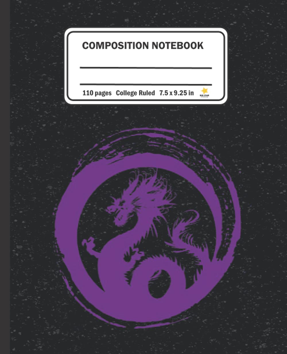 Composition Notebook: Purple Dragon: 1 Subject College Ruled Notebook - Cool Black and Purple Book of Lined Paper for School Work, Note-Taking, Diary ... Gaming Notes - 7.5 x 9.25 in - 110 pages