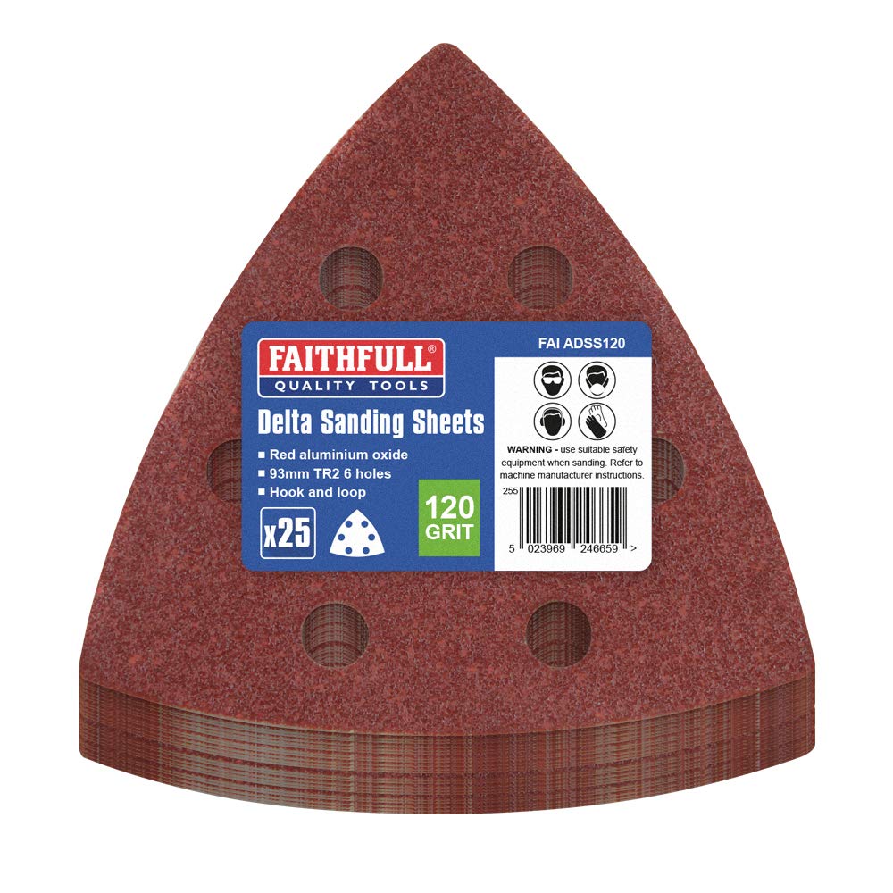 Faithfull ADSS120 Delta Hook and Loop Sanding Sheet (Pack of 25) TR2 90mm P120