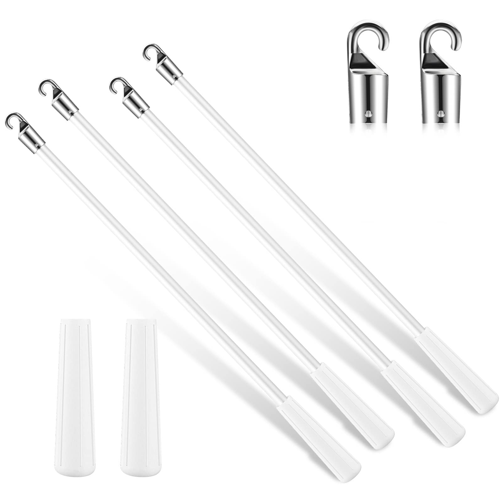 Photo 1 of Bokon 4 Pcs Blinds Wand Replacement with Hook and Handle White Fiberglass Long Vertica Blind Wand for Windows Curtain Door Shades Opener Accessory (12 Inch)