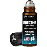 Fiora Naturals Breathe Essential Oil Roll-On Blend - 100% Pure Eucalyptus, Peppermint & Tea Tree Oil Aromatherapy Blend. Therapeutic-Grade